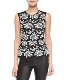 BCBGMAXAZRIA Shanine Sleeveless LaceGeorgette Top at Neiman Marcus