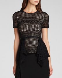 BCBGMAXAZRIA Top - Vicktoria Mixed Knit Peplum at Bloomingdales