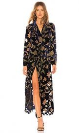 BCBGMAXAZRIA Velvet Wrap Dress in Dark Navy Multi from Revolve com at Revolve