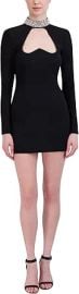 BCBGMAXAZRIA Women's Long Sleeve Mock Neck Mini Evening Dress with Beaded Collar at Amazon