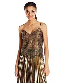 BCBGMAXAZRIA Women s Mady Metallic Lace Cami at Amazon