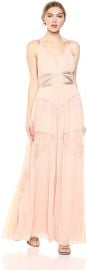 BCBGMAXAZRIA Women s Sleeveless Lace Inset Pleated Gown at Amazon