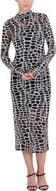 BCBGMAXAZRIA Women39s Long Sleeve Mock Neck Printed Pullover Midi Dress at Womens Clothing store at Amazon