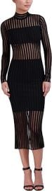 BCBGMAXAZRIA Women39s Long Sleeve Mock Neck Sheer Stripe Midi Dress at Womens Clothing store at Amazon