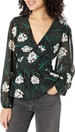 BCBGMAXAZRIA Women39s Long Sleeve Peplum Blouse with Zipper at  Womens Clothing store at Amazon