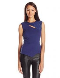 BCBGMAXAZRIA Womenand39s Farrah Asymmetrical Keyhole Top Classic Blue Medium at Amazon