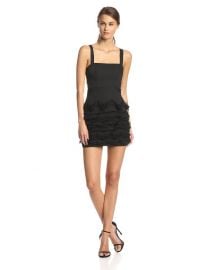 BCBGMAXAZRIA Womenand39s Rebecka Cutout-Back Ruffle Dress  at Amazon