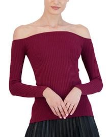 BCBGMAXAZRIA Womens Off-The-Shoulder Ribbed Knit Sweater Reviews - Sweaters - Women - Macys at Macys