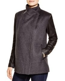 BCBGMAXAZRIA Wool Coat with Leather Sleeves at Bloomingdales