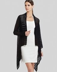 BCBGMAXAZRIA Wrap Cardigan - Layla Pointelle in Black at Bloomingdales