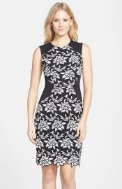 BCBGMAXAZRIA and39Laurineand39 Floral Lace Overlay Sheath Dress at Nordstrom