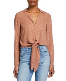 BCBGeneration Metallic Star Tie-Front Blouse at Last Call