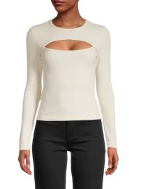 BCBGeneration Ribbed Knit Cutout Crewneck Top on SALE at Saks Off 5th