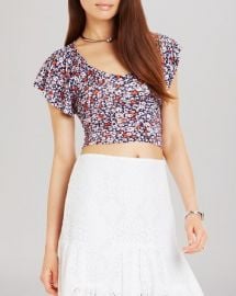 BCBGeneration Ruffle Sleeve Crop Top at Bloomingdales