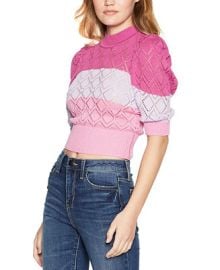 BCBGeneration Striped Puff-Sleeve Mock-Neck Sweater  Reviews - Sweaters - Women - Macys at Macys