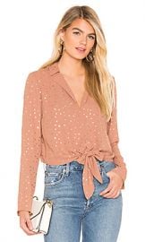 BCBGeneration Tie Front Star Top in Dusty Pink from Revolve com at Revolve