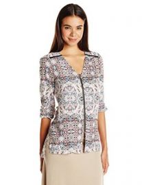 BCBGeneration Womenand39s Zip-Front Blouse at Amazon