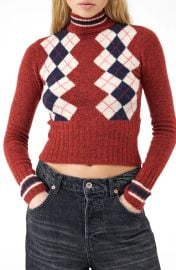 BDG Argyle Turtleneck Crop Sweater at Nordstrom