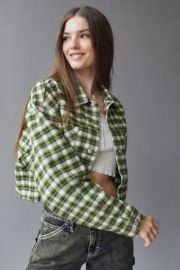 BDG Claire Cropped Flannel Shirt Jacket at Urban Outfitters