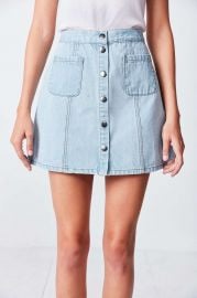 BDG Denim Button-Front Skirt in Light Blue at Urban Outfitters