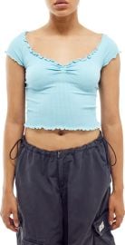 BDG Elsie Cap Sleeve Rib Crop Top at Nordstrom Rack