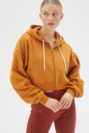 BDG Leah Cropped Zip-Front Hoodie Sweatshirt at Urban Outfitters