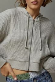 BDG Leah Waffle Knit Zip up Sweatshirt In Grey at Urban Outfitters