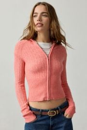 BDG Monet Cable Knit Zip-Up Hoodie Sweatshirt at Urban Outfitters
