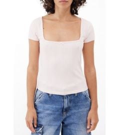 BDG Olivia Picot Square Neck Knit Short Sleeve Top White Womens Size Large eBay at eBay