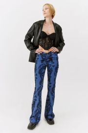 BDG Printed Ruched Dipped V-Front Flare Jean at Urban Outfitters