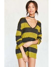 BDG Stripe Oversized Pullover Sweater Yellow at Urban Outfitters