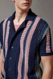 BDG Striped Button Down Polo Sweater at Urban Outfitters