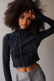 BDG Sunray Seamed Mock Neck Top at Urban Outfitters