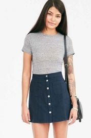 BDG Twill Button-Front A-Line Skirt at Urban Outfitters