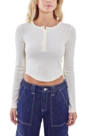 BDG Urban Outfitters Acid Wash Placket Crop Henley at Nordstrom