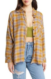 BDG Urban Outfitters Brendon High-Low Flannel Button-Up Shirt at Nordstrom