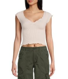 BDG Urban Outfitters Elsie Cap Sleeve Lettuce Edge Crop Top Dillardx27s at Dillards