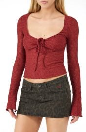 BDG Urban Outfitters Quinn Tie Front Lace Top at Nordstrom