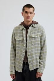 BDG at Urban Outfitters Open Weave Plaid Button Down Overshirt in Gray at Urban Outfitters