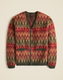 BEAMS PLUS Wool Chevron Jacquard Cardigan Sweater For Men JCrew at J. Crew