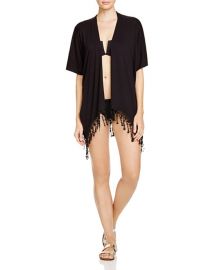 BECCA by Rebecca Virtue Venise Fringe Kimono Swim Cover Up in Black at Bloomingdales