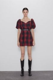 BELTED PLAID DRESS at Zara