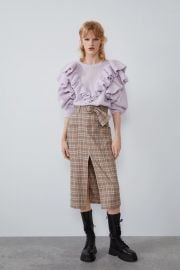 BELTED PLAID SKIRT at Zara