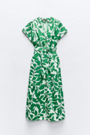 BELTED PRINTED MIDI DRESS at Zara