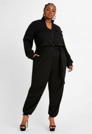 BELTED UTILITY JOGGER JUMPSUIT at Ashley Stewart