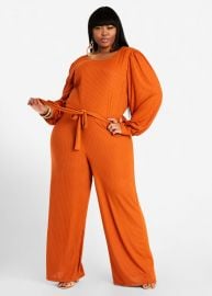 BELTED WIDE LEG KEYHOLE JUMPSUIT at Ashley Stewart