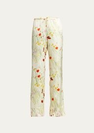 BERNADETTE Bouquet-Print Silk Pajama Pants - at Bergdorf Goodman