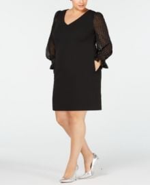 BETSEY JOHNSON PLUS SIZE ILLUSION-SLEEVE DRESS at Macys