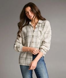 BKE Brushed Plaid Knit Shirt - Women39s Shirts amp Blouses in Green Buckle at Buckle