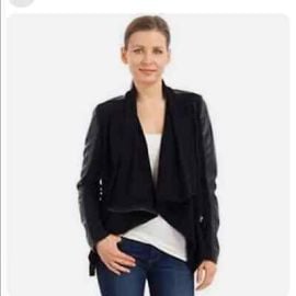 BLANK NYC Asymmetrical Faux Leather Knit Moto Jacket Womens Med Black Full Zip eBay at eBay